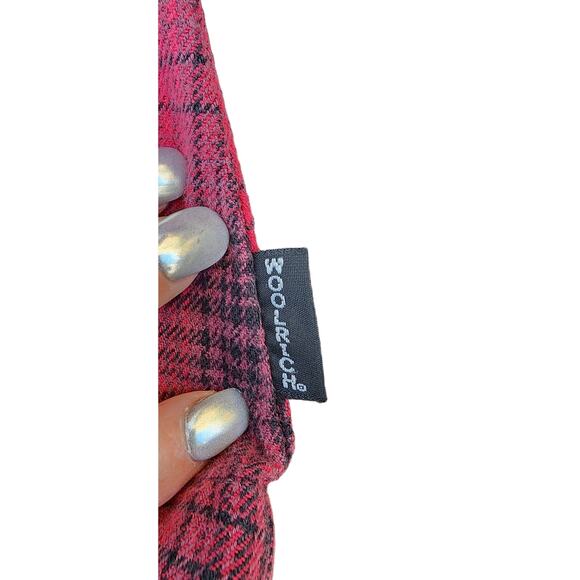 VTG Woolrich Flannel Shirt Shacket Jacket XL Tartan Plaid Ruby Onyx Cotton - Picture 3 of 7